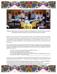 Lee más sobre el artículo Organizaciones mayas y cuatro presidentes municipales de Yucatán firman acuerdos de colaboración para mejorar el acceso a la justicia de las mujeres