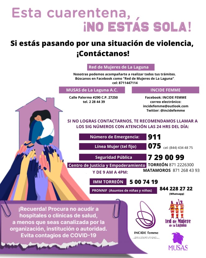 Números de atención en caso de violencia en la región de La Laguna